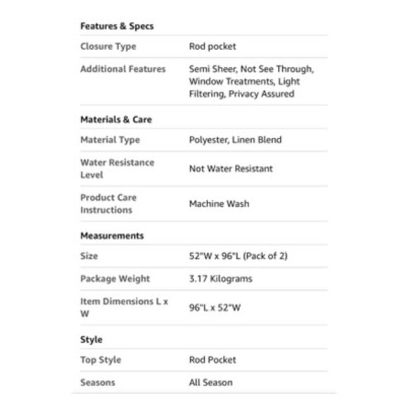 Brand New - Joydeco 52" x 96" - Natural Curtains - Picture 10 of 10